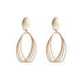 Korean Style Matte Alloy Geometric Oval Long Drop Earrings With Silver Pins For Women view 5