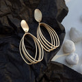 Korean Style Matte Alloy Geometric Oval Long Drop Earrings With Silver Pins For Women view 1