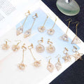 Elegant Hollow Star Heart Geometric Gold Alloy Wire Wrapped Crystal Long Drop Hook Earrings view 1