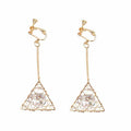 Elegant Hollow Star Heart Geometric Gold Alloy Wire Wrapped Crystal Long Drop Hook Earrings view 5