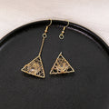 Elegant Hollow Star Heart Geometric Gold Alloy Wire Wrapped Crystal Long Drop Hook Earrings view 3