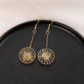 Elegant Hollow Star Heart Geometric Gold Alloy Wire Wrapped Crystal Long Drop Hook Earrings view 4