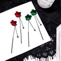 Elegant Korean Style Enamel Flower Petal Long Tassel Drop Earrings With Alloy Chain Rhinestone Stud Earrings view 1
