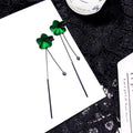 Elegant Korean Style Enamel Flower Petal Long Tassel Drop Earrings With Alloy Chain Rhinestone Stud Earrings view 4