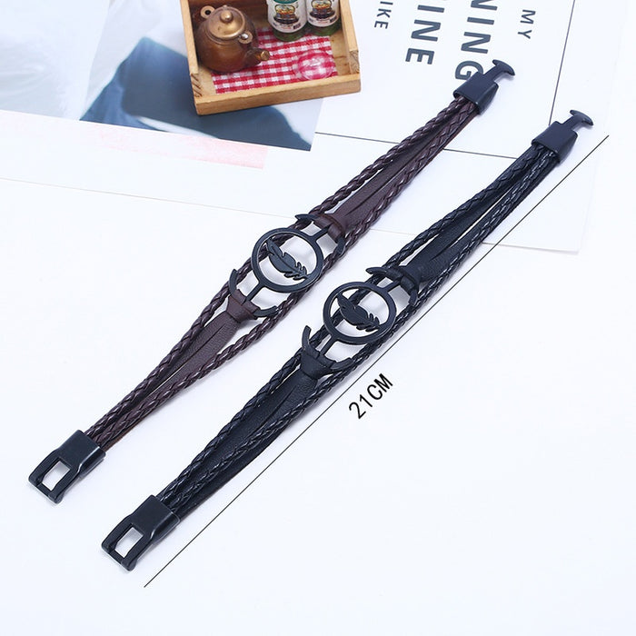 Handwoven Vintage Faux Cowhide Leather Bracelet For Men Creative Ethnic Style Bracelet