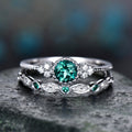 Fashion Versatile Women's Zircon Ring, Copper White K Plated Micro Pave Green Gemstone Ring view 6