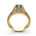 Luxury Emerald Green Zircon Diamond Ring For Women, Fashion Engagement Jewelry view 2