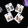 Korean Fresh Fabric Ball Geometric Alloy Stud Earrings Elegant Minimal Patterned Round Drop Earrings view 2