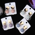 Korean Fresh Fabric Ball Geometric Alloy Stud Earrings Elegant Minimal Patterned Round Drop Earrings view 3