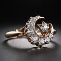 Vintage Luxury Star And Moon Ring, Elegant Women's Zircon Hand Jewelry Accessory view 5