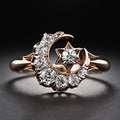 Vintage Luxury Star And Moon Ring, Elegant Women's Zircon Hand Jewelry Accessory view 1