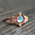 Elegant Moonstone Couple Ring, Copper Rose Gold Plated Zircon Women's Party Jewelry view 4