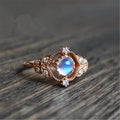 Elegant Moonstone Couple Ring, Copper Rose Gold Plated Zircon Women's Party Jewelry view 5