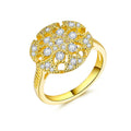 Classic Luxury Wedding Ring For Women, Hollow Floral Band With Full Micro Pave Zircon view 1