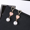 Korean Elegant Heart Sequin Alloy Studs With Faux Pearl Drop Sweet Fashion Jewelry For Women Earrings view 2