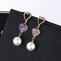 Korean Elegant Heart Sequin Alloy Studs With Faux Pearl Drop Sweet Fashion Jewelry For Women Earrings view 3