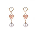 Korean Elegant Heart Sequin Alloy Studs With Faux Pearl Drop Sweet Fashion Jewelry For Women Earrings view 5