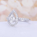 European American Copper Hollow Pear Shape Water Drop Ring For Women With Pave Zircon view 2