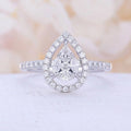 European American Copper Hollow Pear Shape Water Drop Ring For Women With Pave Zircon view 1