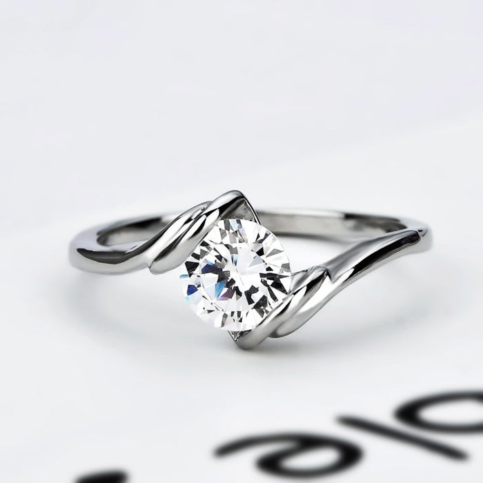 Minimalist Solitaire Cubic Zirconia Ring For Women Fashion OL Proposal Engagement Jewelry