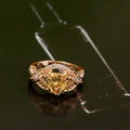 Luxury Triangle Champagne Zircon Ring For Women, Party Cocktail Fashion Jewelry Accessory view 4