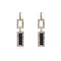 Luxury Geometric Rectangle Black Enamel Rhinestone Alloy Chain Drop Stud Dangle Women's Fashion Earrings view 3