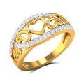 Delicate Hollow Heart Micro Pave Zircon Ring For Women, Creative Linked Hearts Fashion Jewelry view 2