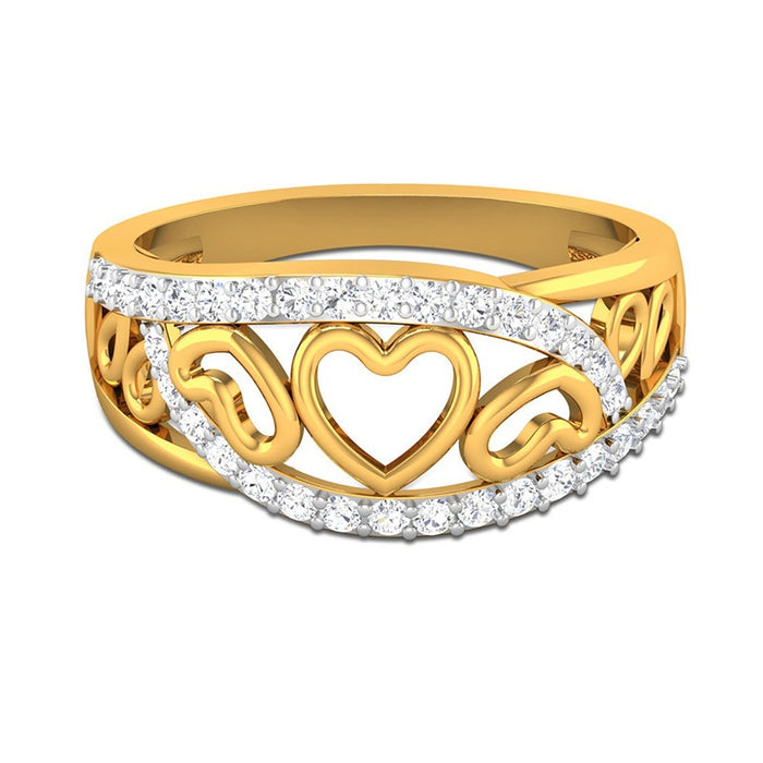 Delicate Hollow Heart Micro Pave Zircon Ring For Women, Creative Linked Hearts Fashion Jewelry