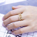 Delicate Hollow Heart Micro Pave Zircon Ring For Women, Creative Linked Hearts Fashion Jewelry view 4