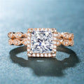 Rose Gold Square Cut Cubic Zirconia Couple Rings, Women's Wedding Jewelry Birthday Gift view 3