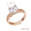 Rose Gold Square Cut Cubic Zirconia Couple Rings, Women's Wedding Jewelry Birthday Gift view 5