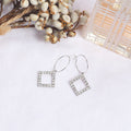 Elegant Korean Style Alloy Hoop Drops With Full Rhinestone Geometric Circle Triangle Square Charms Earrings view 3