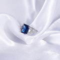 Simple Blue Rectangular Zircon Ring For Women, Gorgeous Cocktail Party Fashion Jewelry Accessory view 3