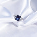 Simple Blue Rectangular Zircon Ring For Women, Gorgeous Cocktail Party Fashion Jewelry Accessory view 2