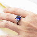 Simple Blue Rectangular Zircon Ring For Women, Gorgeous Cocktail Party Fashion Jewelry Accessory view 4
