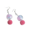 Iridescent Ribbon Glass Ball Pom Pom Drop Hook Alloy Crystal Bead Women's Fashion Earrings view 5