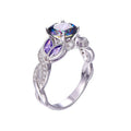 Creative Silver Plated Copper Ring For Women With Colorful Teardrop Oval Zircon Stones view 4