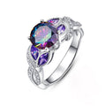 Creative Silver Plated Copper Ring For Women With Colorful Teardrop Oval Zircon Stones view 1