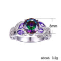Creative Silver Plated Copper Ring For Women With Colorful Teardrop Oval Zircon Stones view 5
