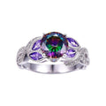Creative Silver Plated Copper Ring For Women With Colorful Teardrop Oval Zircon Stones view 2