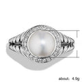 Copper Silver Plated Pearl Zircon Engagement Ring For Women, Delicate Fashion Jewelry view 5