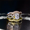 Elegant Hollow Three Color Zircon Ring Set For Women, Fashion Stacking Rings With Pave Stones view 2