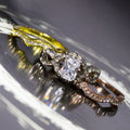 Elegant Hollow Three Color Zircon Ring Set For Women, Fashion Stacking Rings With Pave Stones view 4
