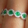 European Luxury Emerald Zircon Ring With Full Micro Pave Ruby Bar Design For Women view 2