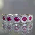 European Luxury Emerald Zircon Ring With Full Micro Pave Ruby Bar Design For Women view 5