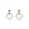 Korean Minimalist Geometric Hollow Square Alloy Gold Plate Fashion Versatile Stud Drop Earrings view 5