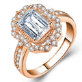 Rose Gold Plated Zircon Square Princess Ring European American Fashion Engagement Jewelry view 6