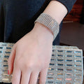 Fashion OL Copper Full Rhinestone Geometric Ring Bangle For Women Minimalist Korean Style Jewelry view 4