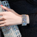Fashion OL Copper Full Rhinestone Geometric Ring Bangle For Women Minimalist Korean Style Jewelry view 3