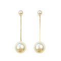 Metal Teardrop Tassel Drop Earrings With Pearl Studs, European American Minimalist Style view 5